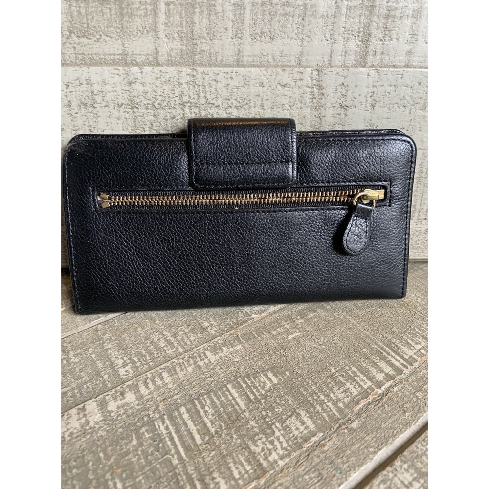 Juicy Couture Black Leather Wallet with Rose Gold Hardware Vintage Y2K Tri-Fold - Picture 4 of 7